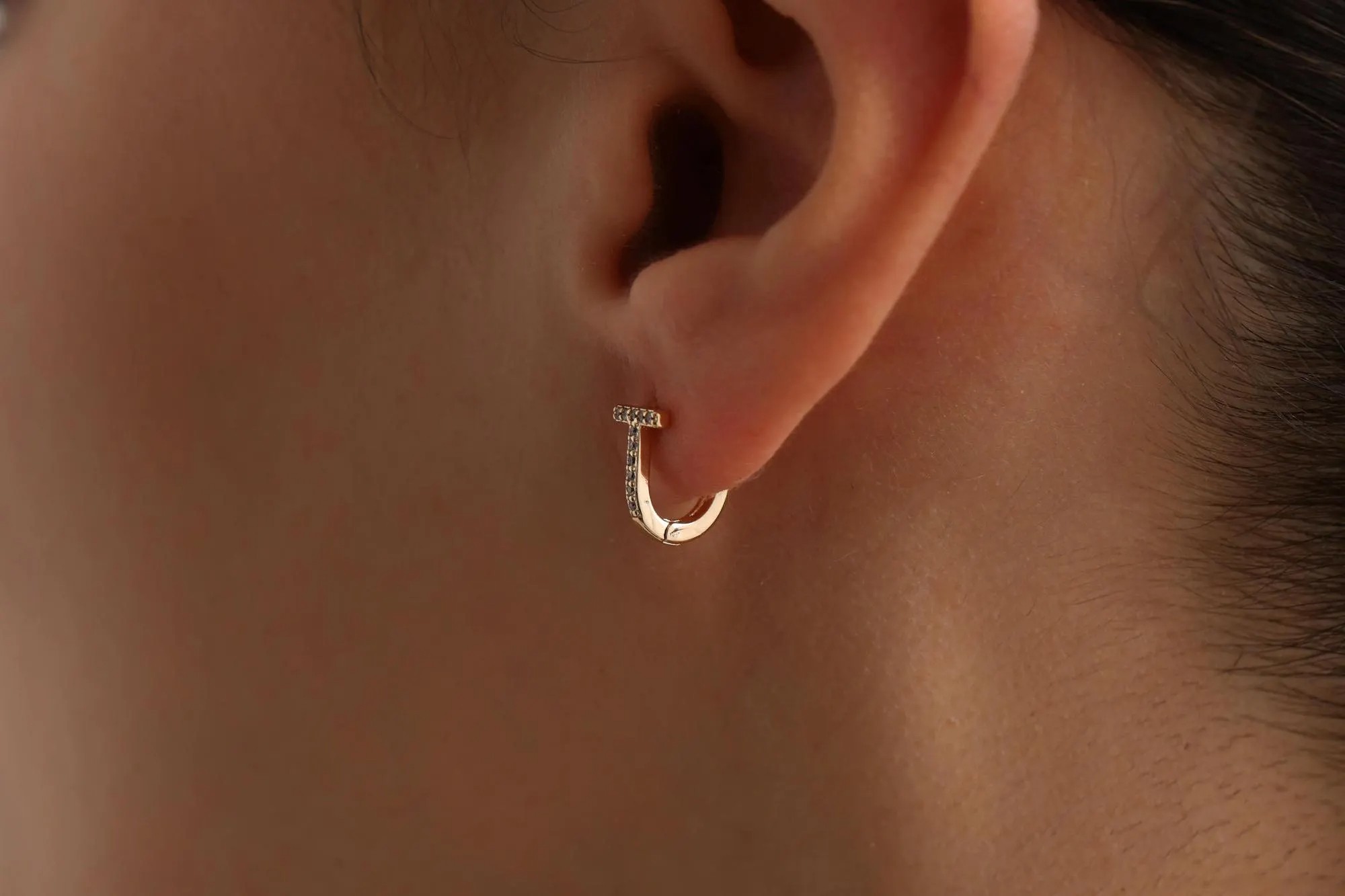 T-shaped cubic zirconia earrings