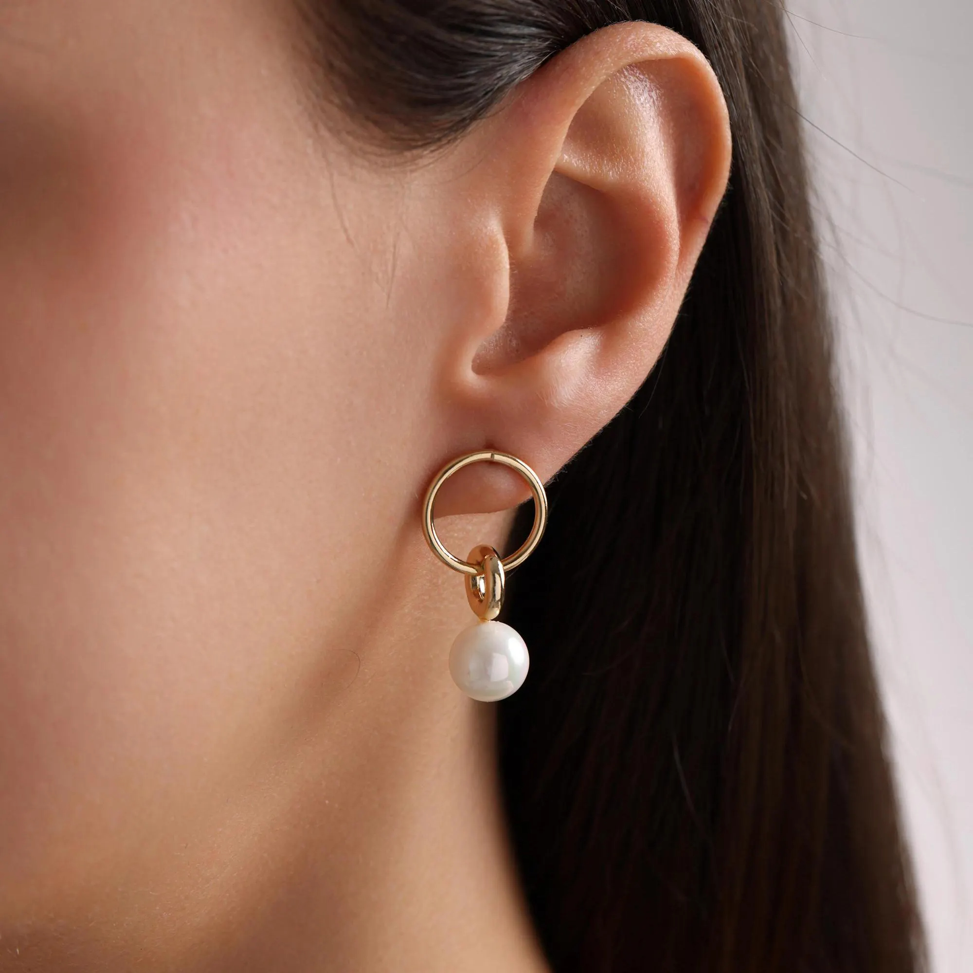 Modern Pearl Hoop Teardrop Earrings