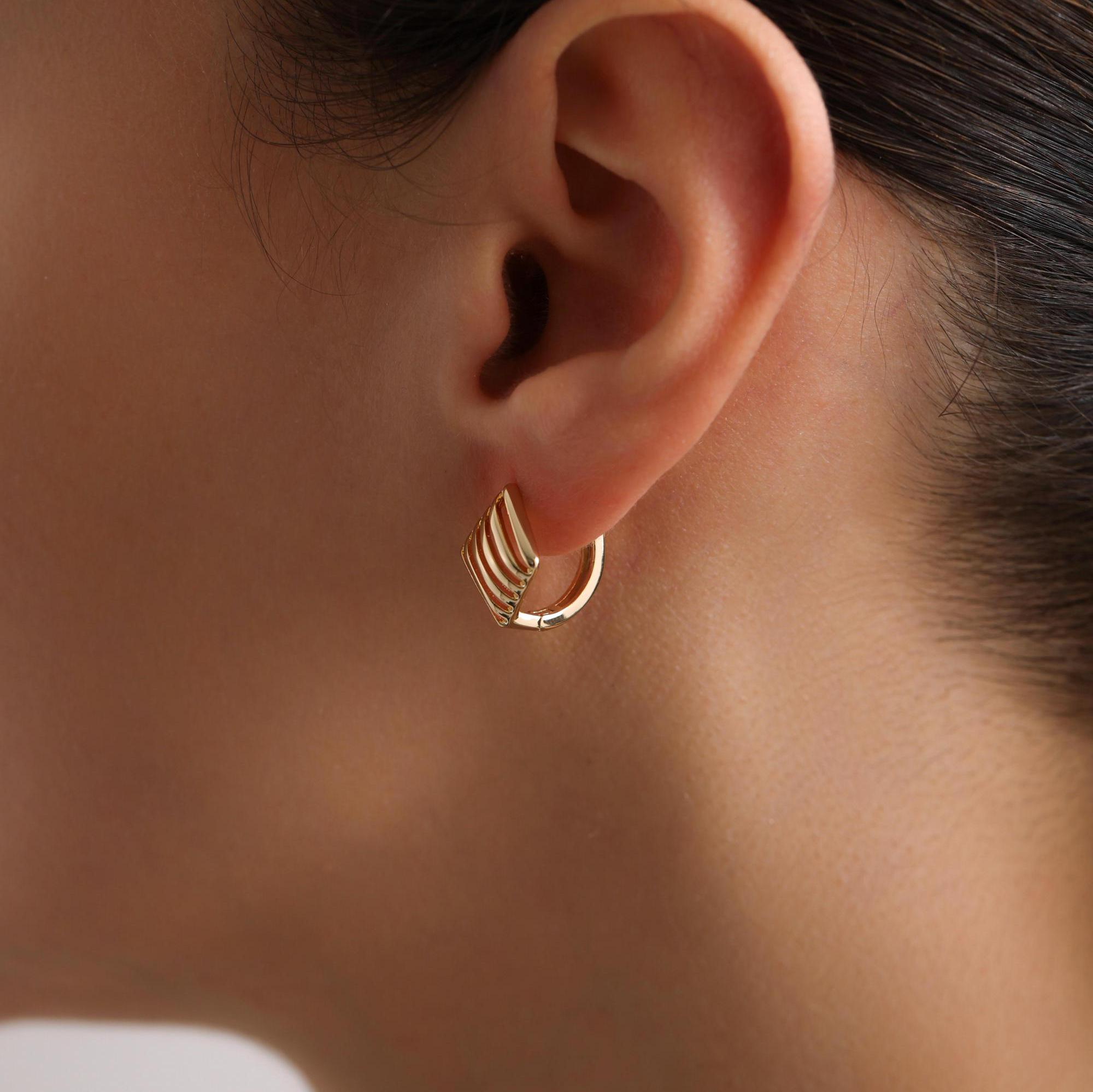 Simple brass square openwork earrings